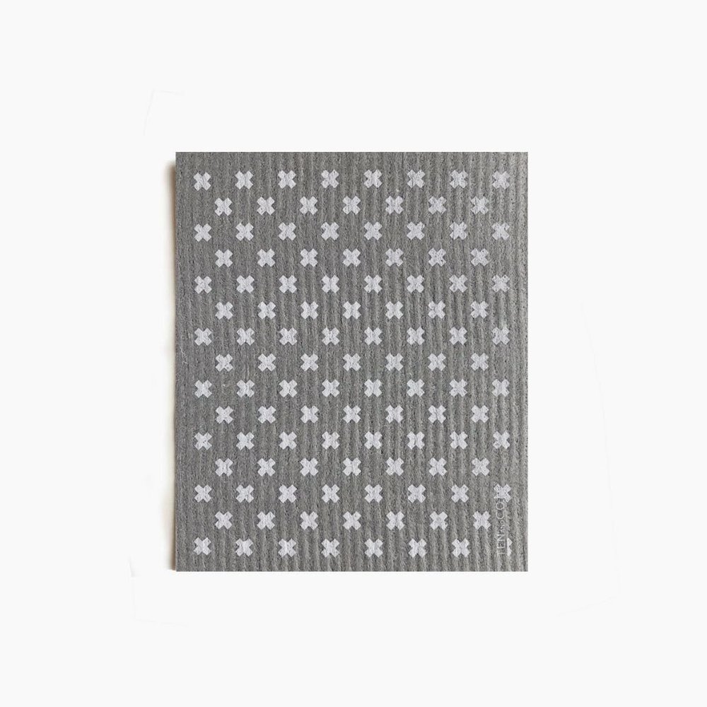 Tiny X Grey Sponge Cloth by TEN AND CO.